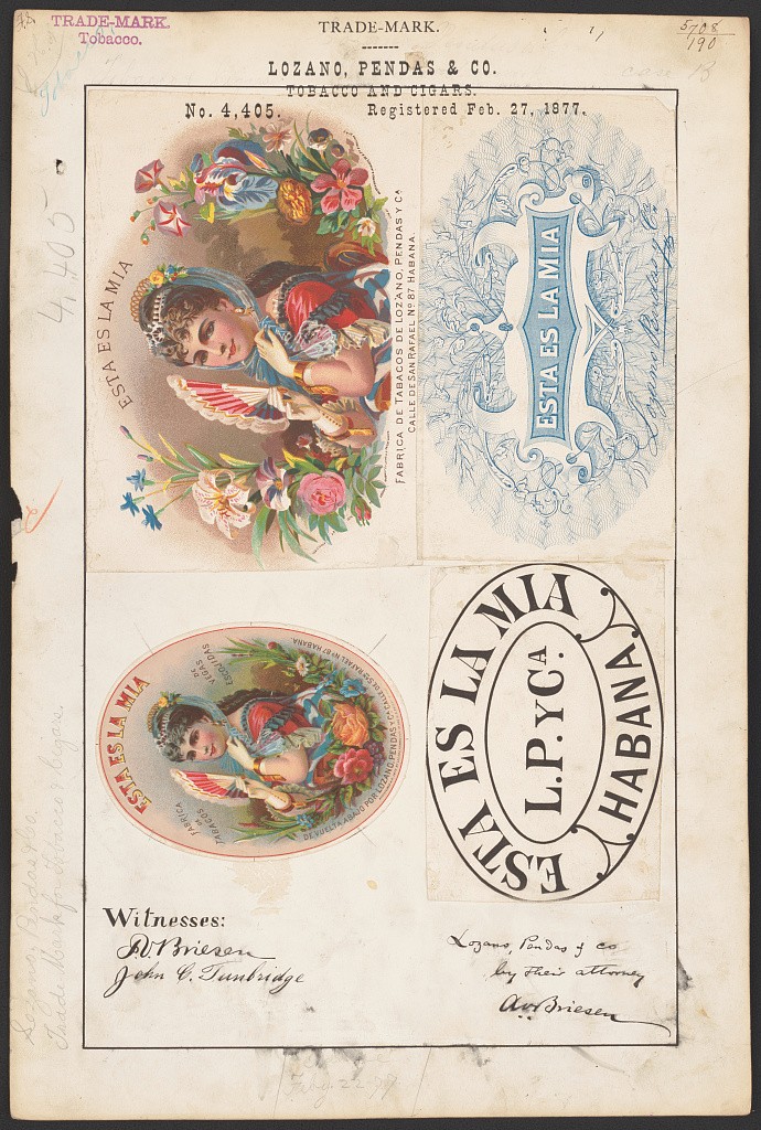 1877 trademark registration for Esta Es La Mia cigars by Lozano, Pendas and Co.